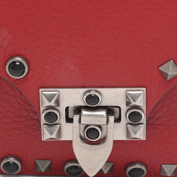 Valentino Rolling Rockstud Red Leather Shoulder Bags - Picture 5 of 7